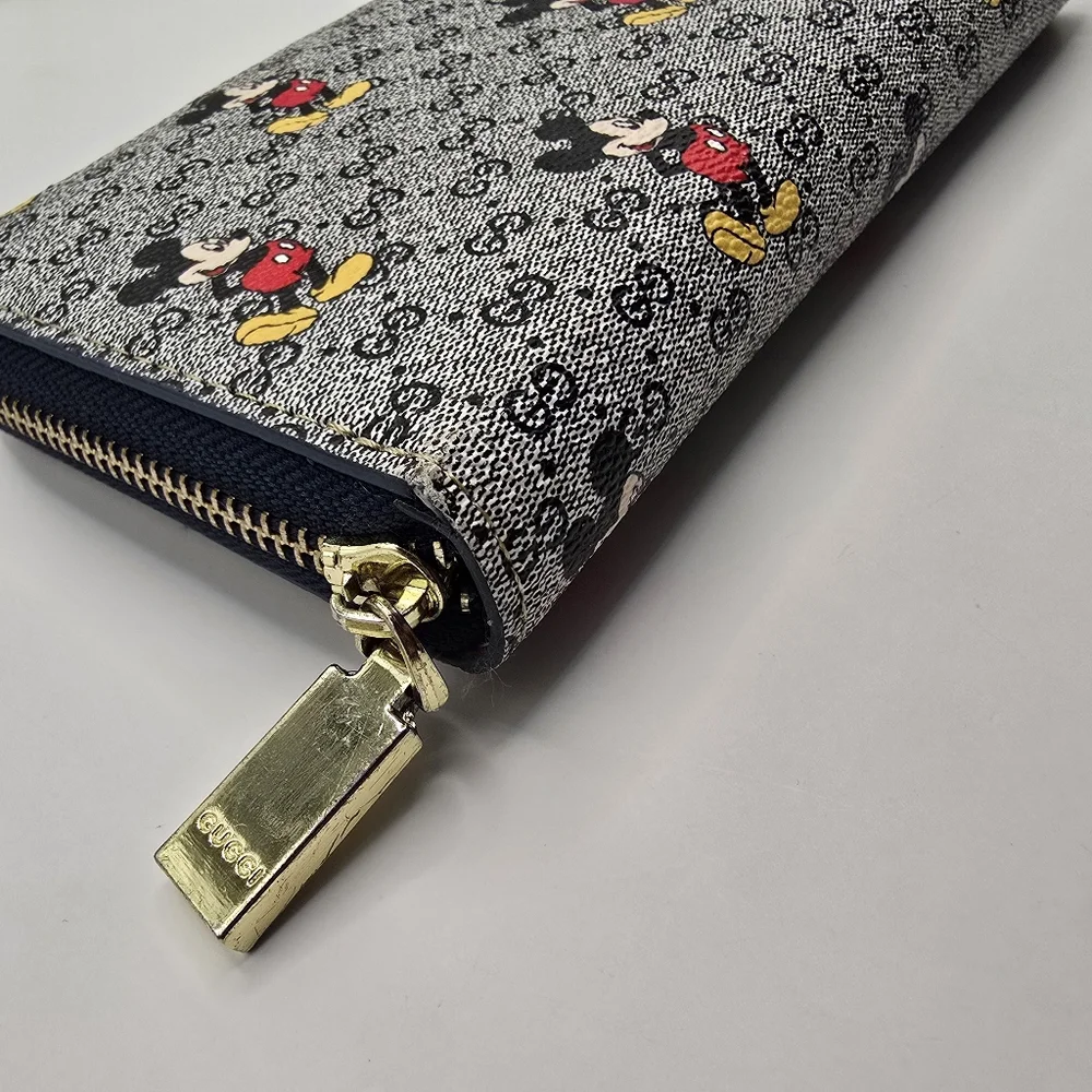 Disney Mickey Mouse Gray Fashion Inspired Monogram Logo Wallet - Picture 6 of 16